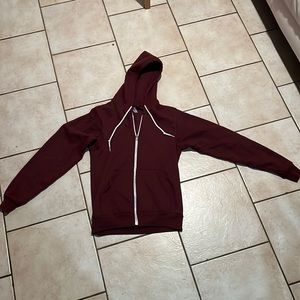 American Apparel Flex Fleece Zip-Up Hoodie, Burgundy- Mens S